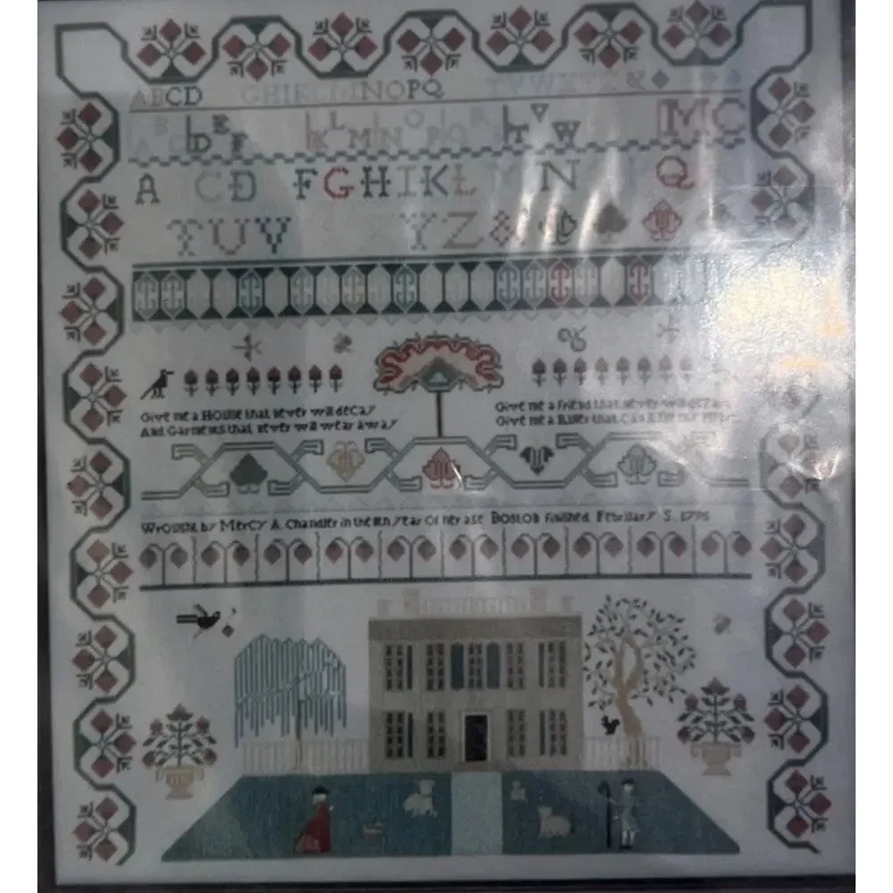 R & R Reproductions MERCY A. CHANDLER 1795 Boston Cross Stitch Sampler Chart
